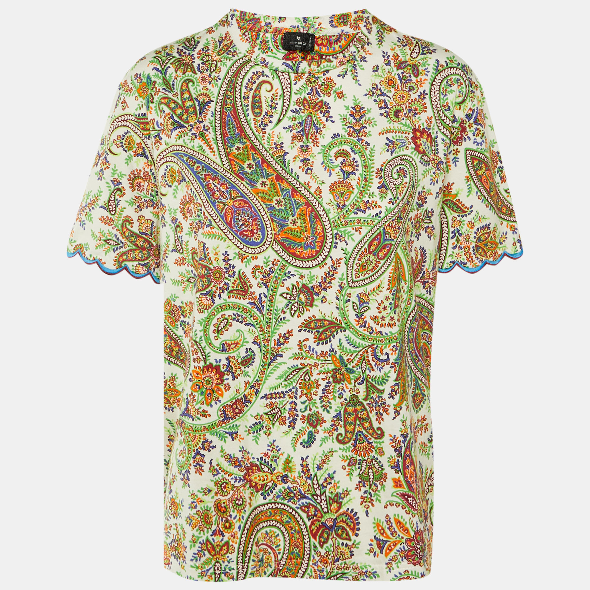 

Etro Cream Paisley Print Cotton Crew Neck T-Shirt M