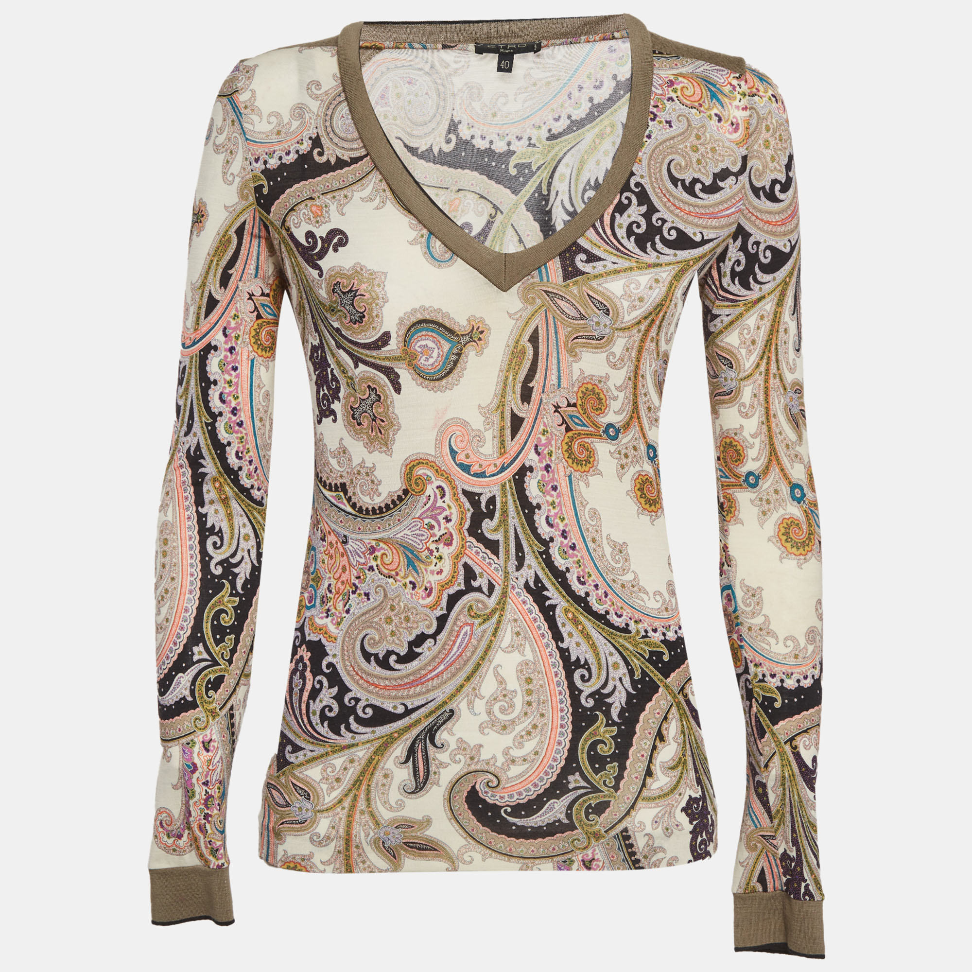 

Etro Multicolor Paisley Print Jersey Top S