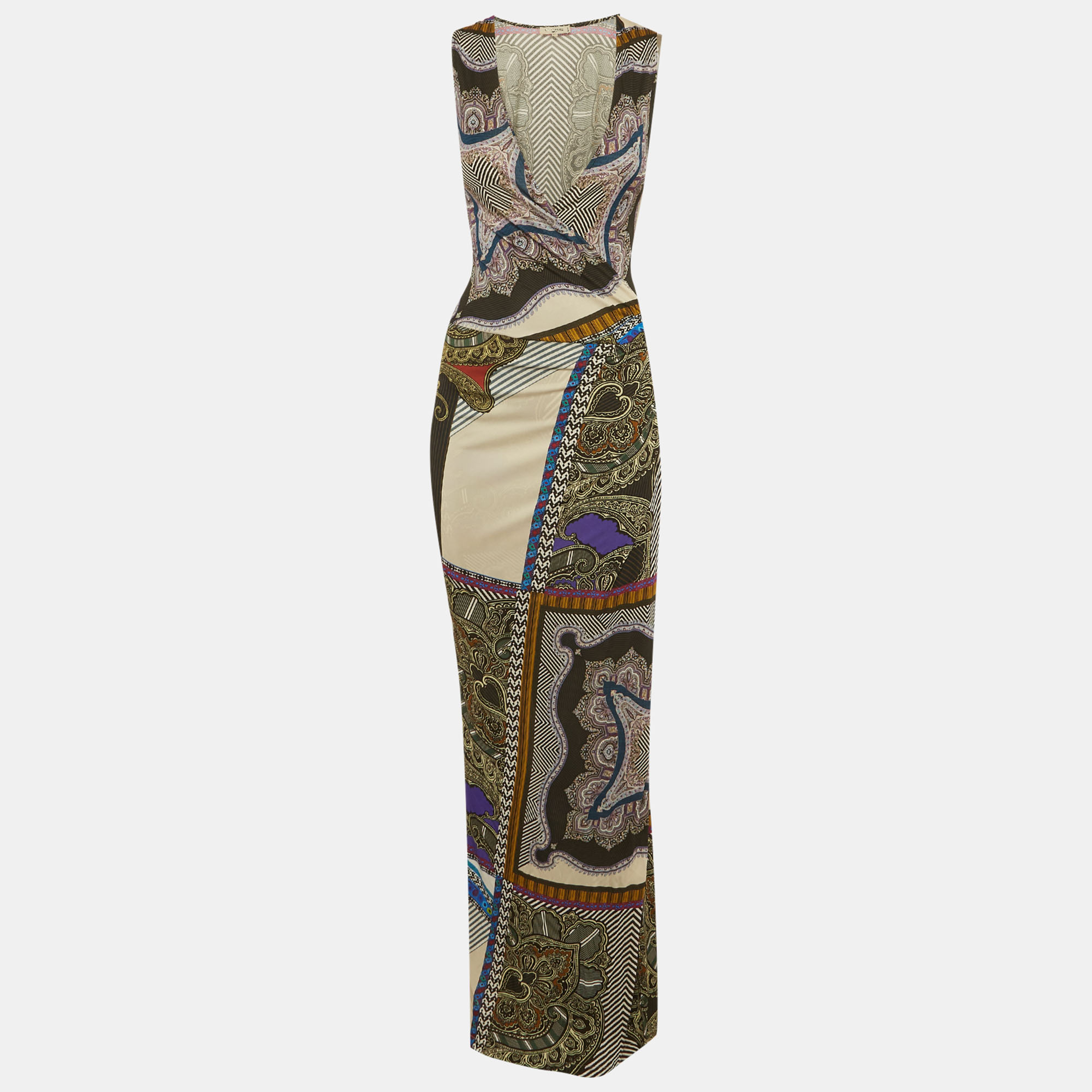 

Etro Multicolour Paisley Print Jersey Flared Maxi Dress M, Multicolor