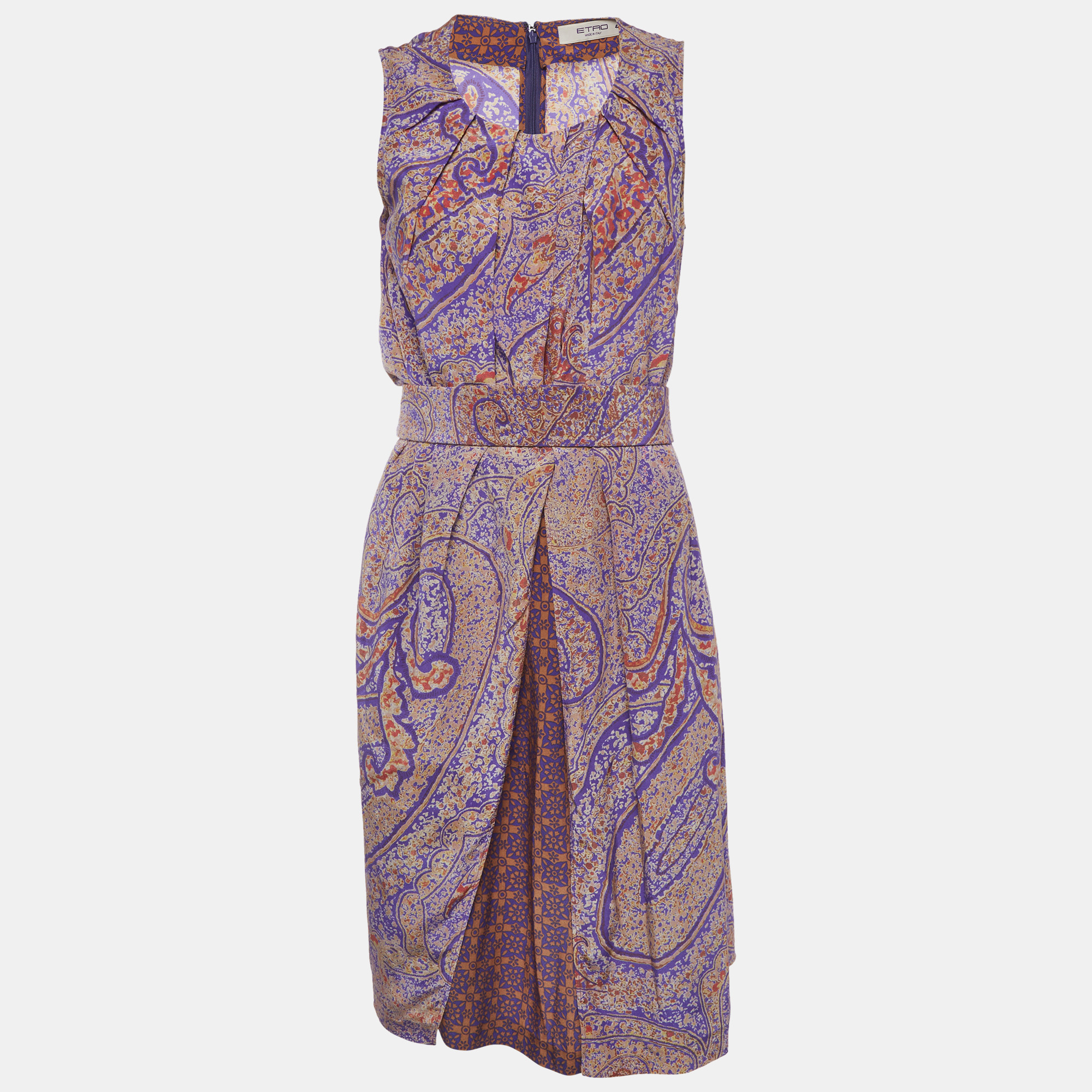

Etro Purple Floral Print Silk Sleeveless Mini Dress M