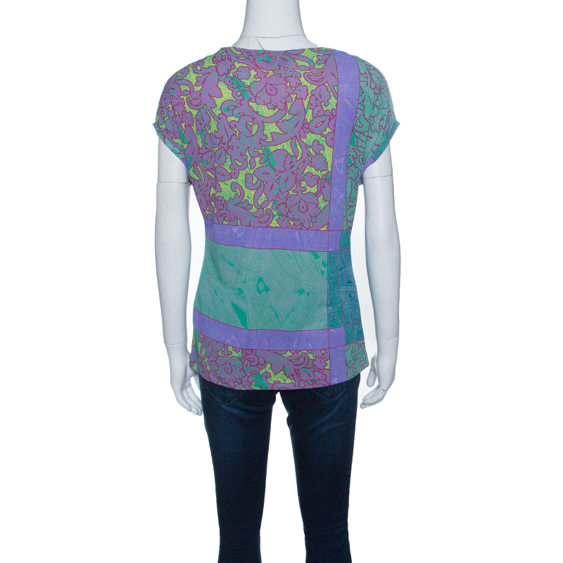 Pre-owned Etro Multicolor Paisley Printed Top L