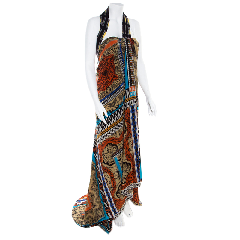 

Etro Multicolor Printed Silk Bustier Maxi Wrap Dress