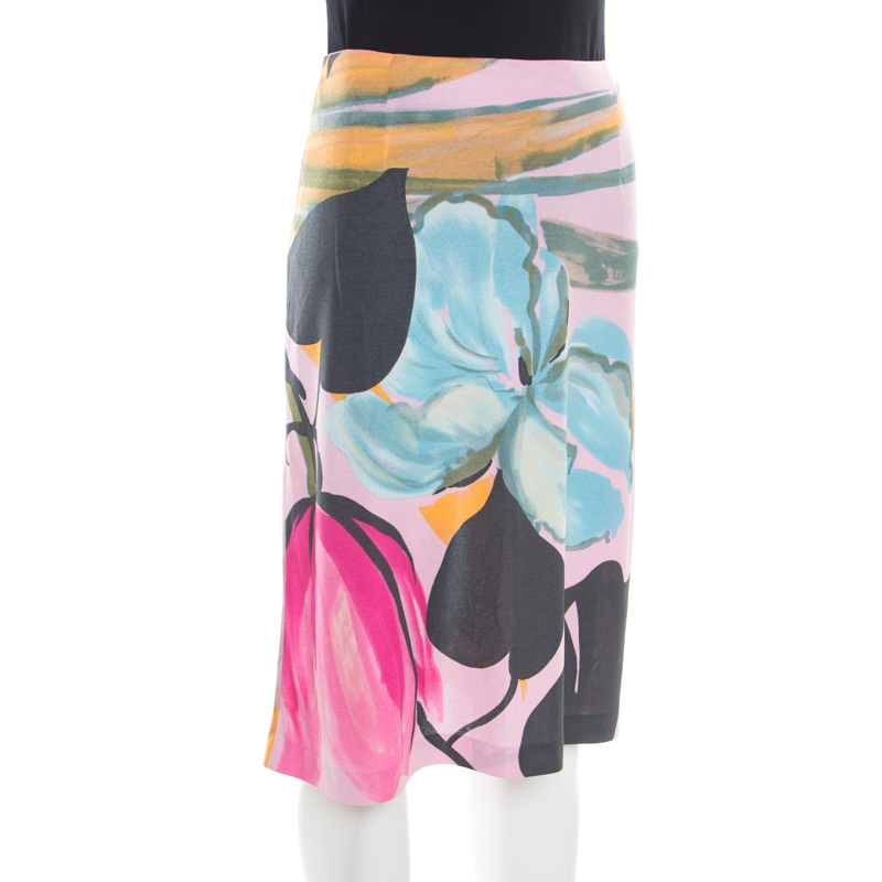 

Etro Pink Floral Printed Nylon Skirt