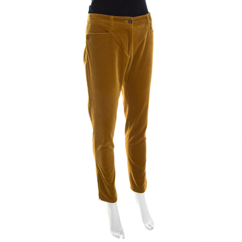 

Etro Mustard Yellow Velvet Zip Detail Pants