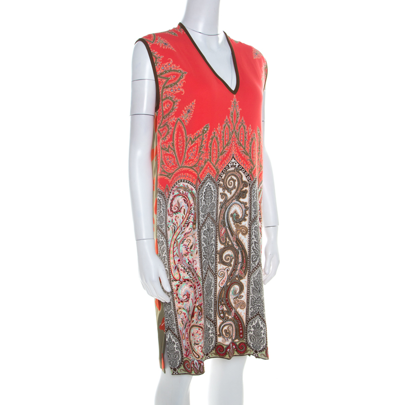 

Etro Multicolor Paisley Printed Stretch Crepe Shift Dress