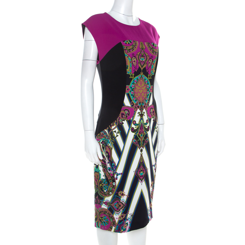 

Etro Multicolor Stretch Crepe Paisley Print Shift Dress