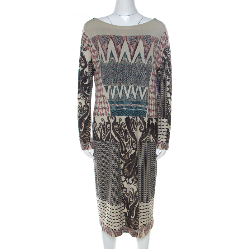 

Etro Multicolor Abstract Print Wool Knit Sheath Dress