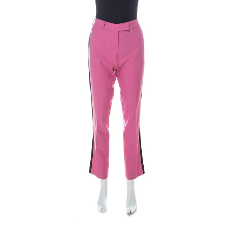 pink side stripe trousers