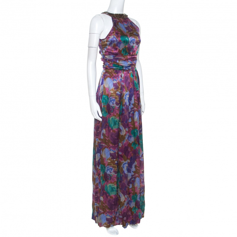 

Etro Multicolor Printed Silk Ruched Waist Maxi Dress