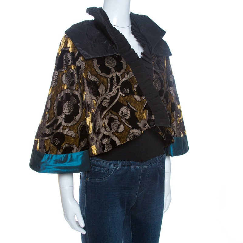 

Etro Multicolor Velvet Jacquard Cropped Kimono Jacket
