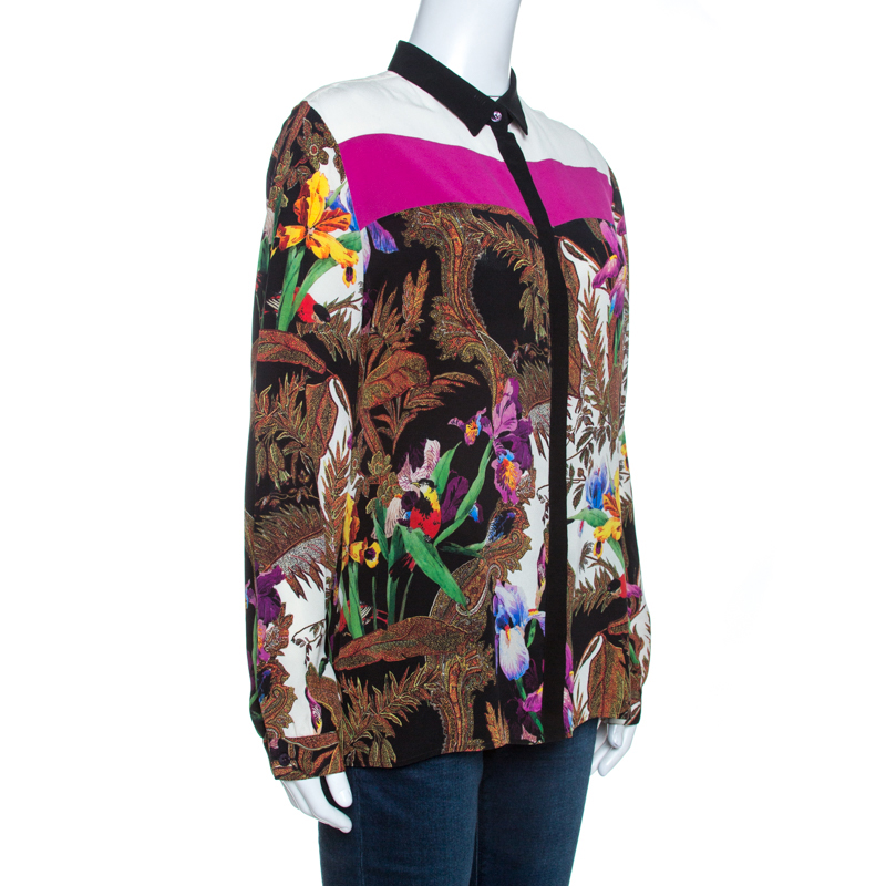 

Etro Multicolor Floral Printed Silk Long Sleeve Shirt