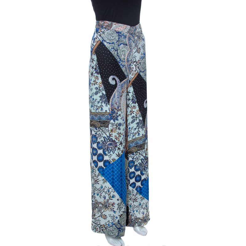 

Etro Multicolor Paisley Printed Silk Wide Leg Pants