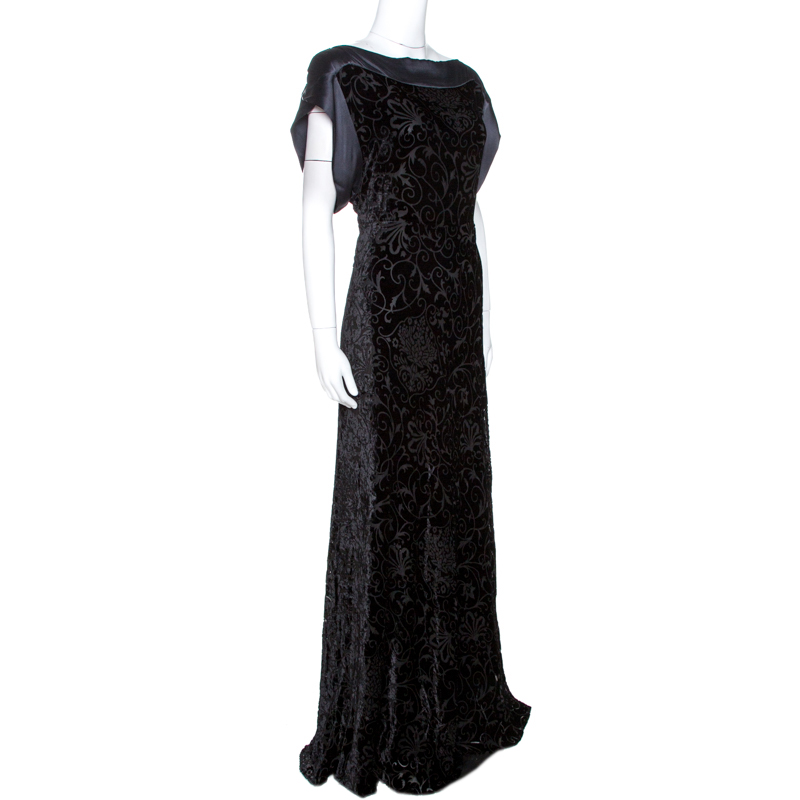 

Etro Black Devore Velvet Maxi Dress