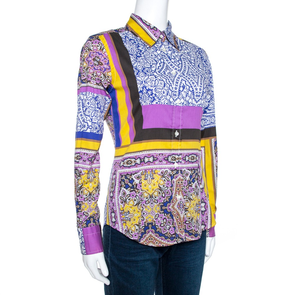

Etro Multicolor Printed Stretch Cotton Shirt