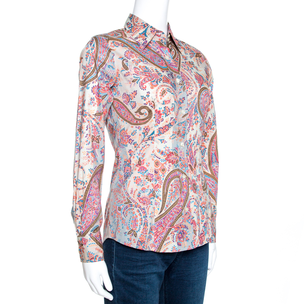 

Etro Multicolor Paisley Print Stretch Cotton Shirt