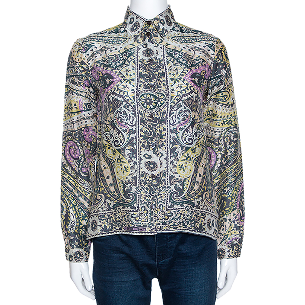 

Etro Multicolor Floral Paisley Print Silk Long Sleeve Shirt M
