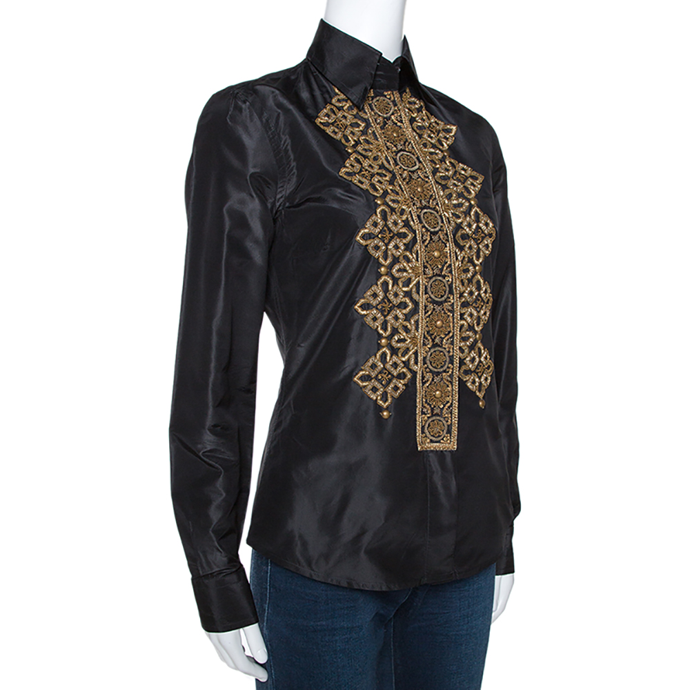 

Etro Black Silk Hand Embroidered & Embellished Shirt
