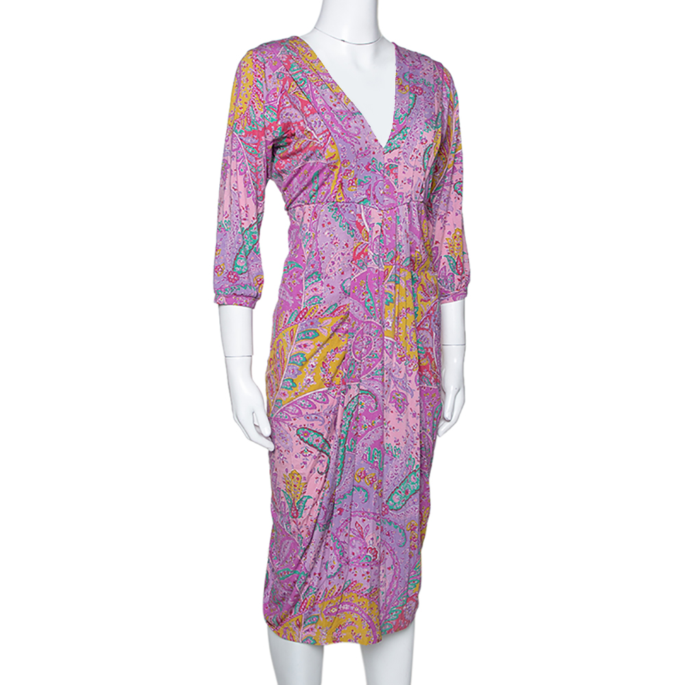 

Etro Multicolor Cotton Watercolor Paisley Printed Dress