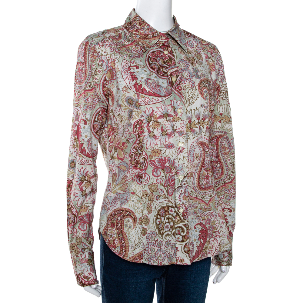 

Etro Multicolor Floral Paisley Printed Stretch Cotton Button Front Shirt