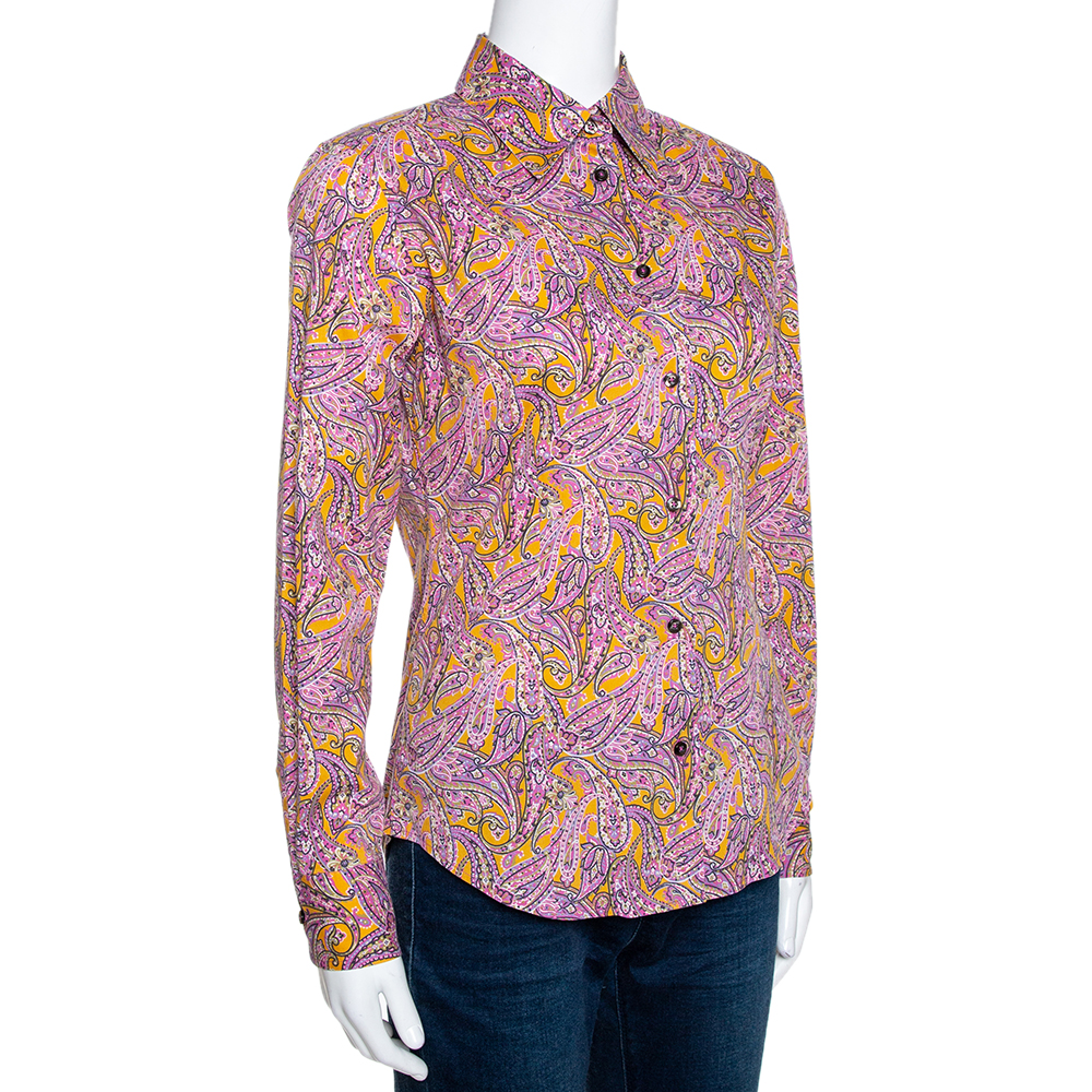 

Etro Mustard & Pink Paisley Printed Cotton Shirt, Yellow