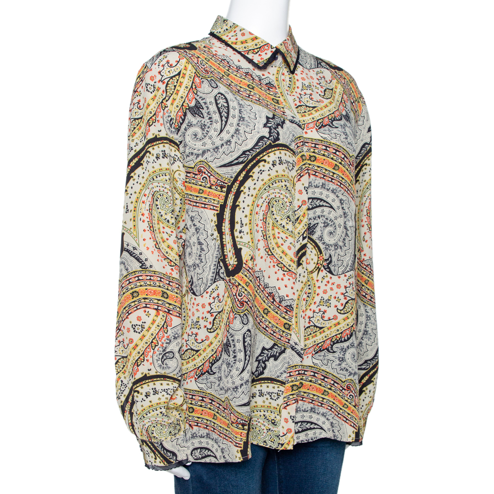 

Etro Multicolor Paisley Printed Silk Button Front Shirt