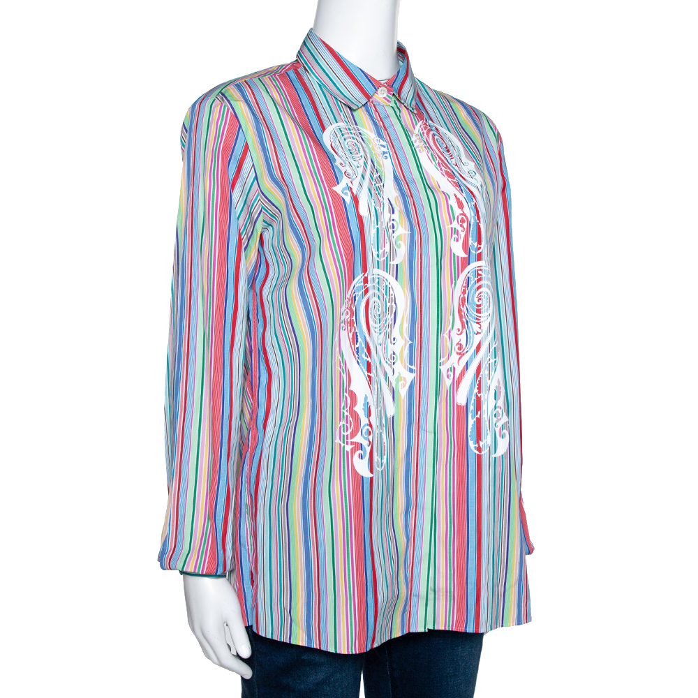 

Etro Multicolor Striped & Printed Cotton Long Sleeve Shirt