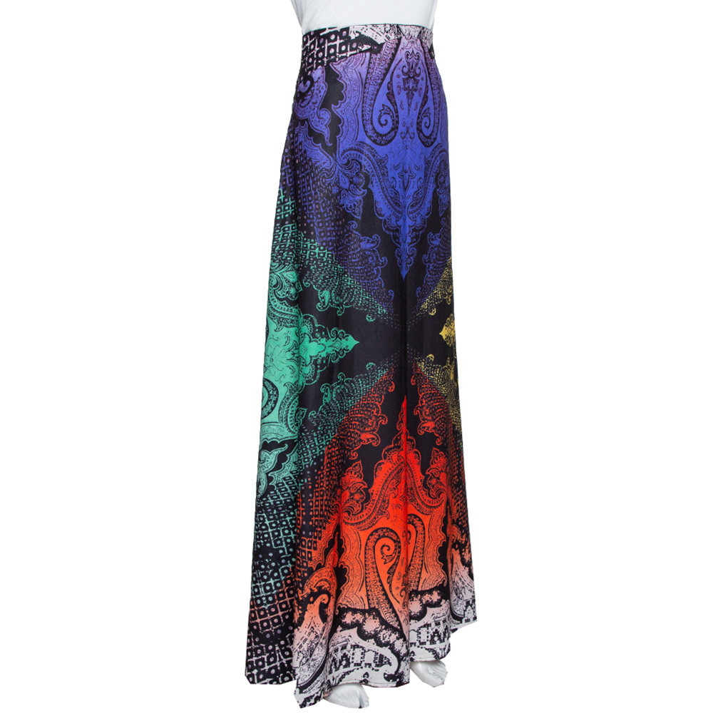 

Etro Multicolor Paisley Print Stretch Silk Maxi Skirt