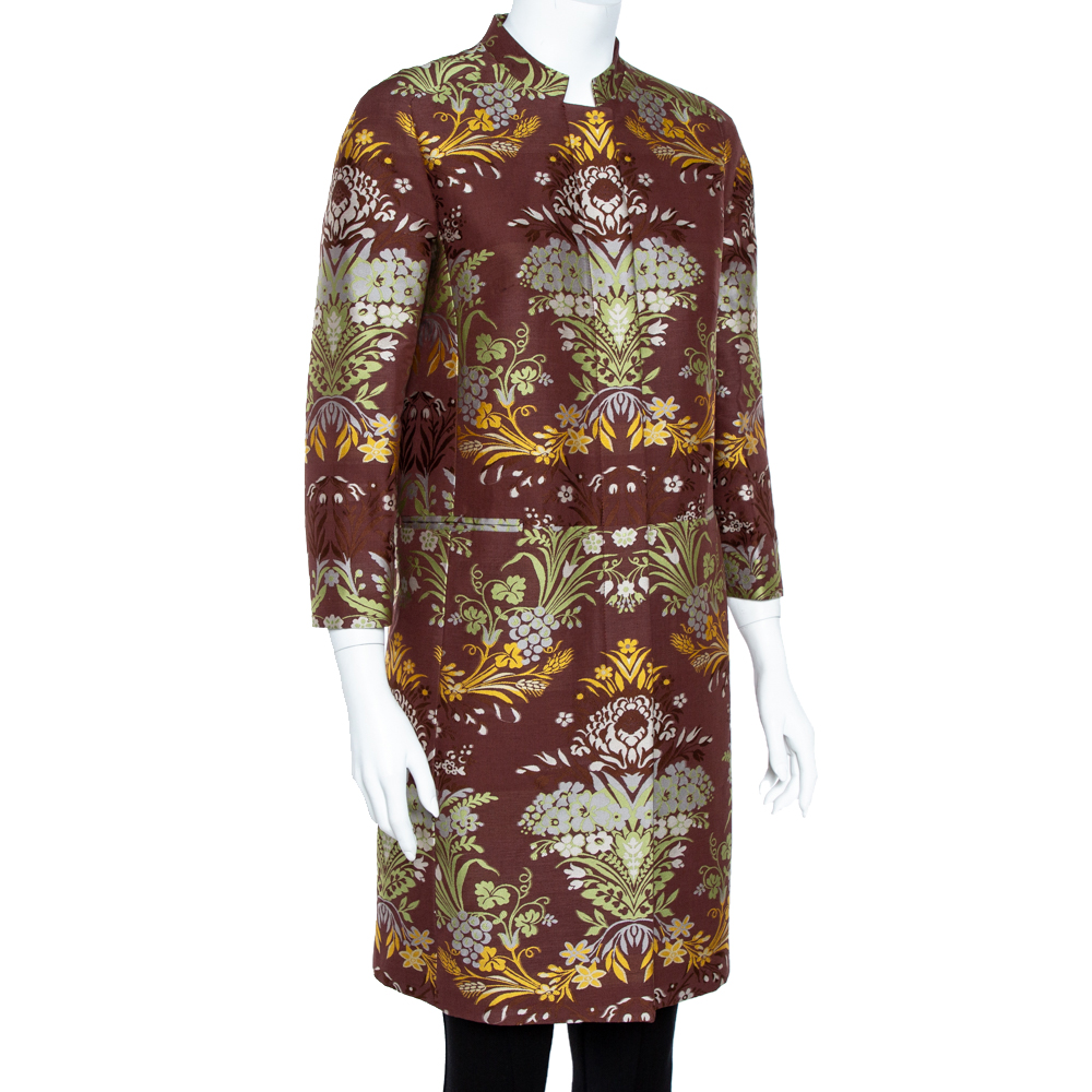 

Etro Vintage Brown Floral Jacquard Coat