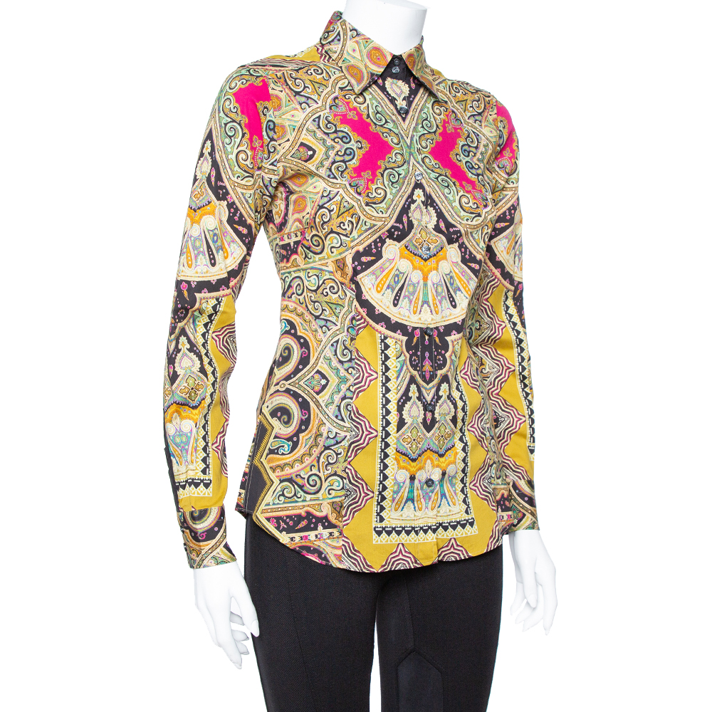 

Etro Multicolor Paisley Print Stretch Cotton Shirt