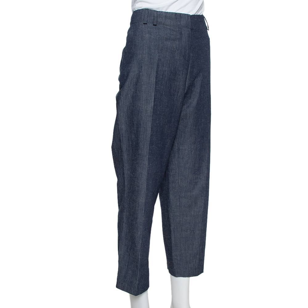 

Etro Blue Linen Straight Leg Trousers