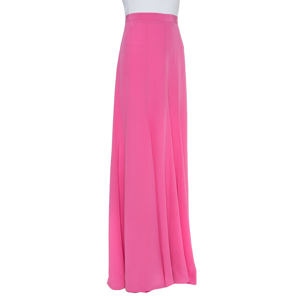 

Etro Pink Silk Paneled Flared Maxi Skirt