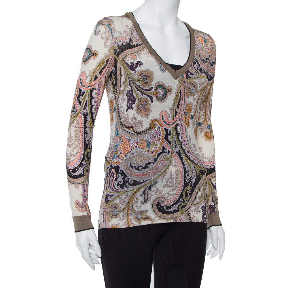 

Etro Multicolor paisley Printed Knit Long Sleeve Top