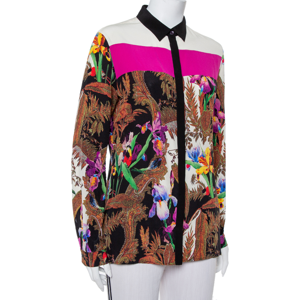 

Etro Multicolor Floral Printed Silk Long Sleeve Shirt