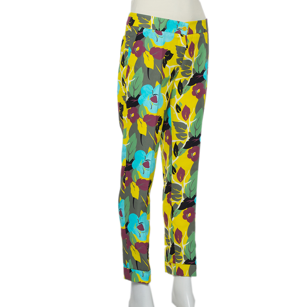 

Etro Multicolor Floral Printed Cotton Tapered Trousers