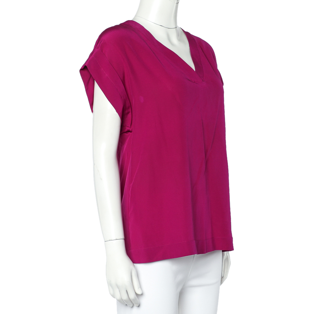 

Etro Magenta Silk Short Sleeve Blouse, Pink