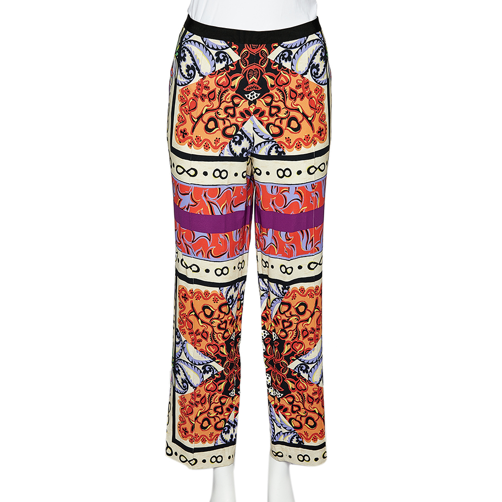 

Etro Multicolor Paisley Print Crepe Straight Fit Trousers