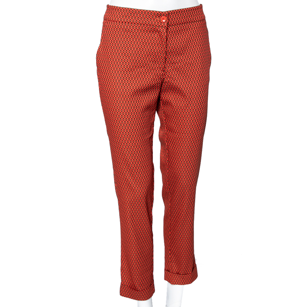 

Etro Orange Patterned Jacquard Tailored Trousers