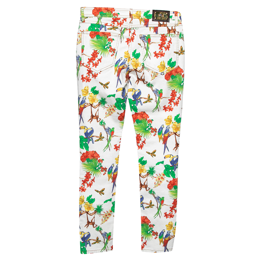 

Etro White Denim Bird & Floral Printed Skinny Jeans