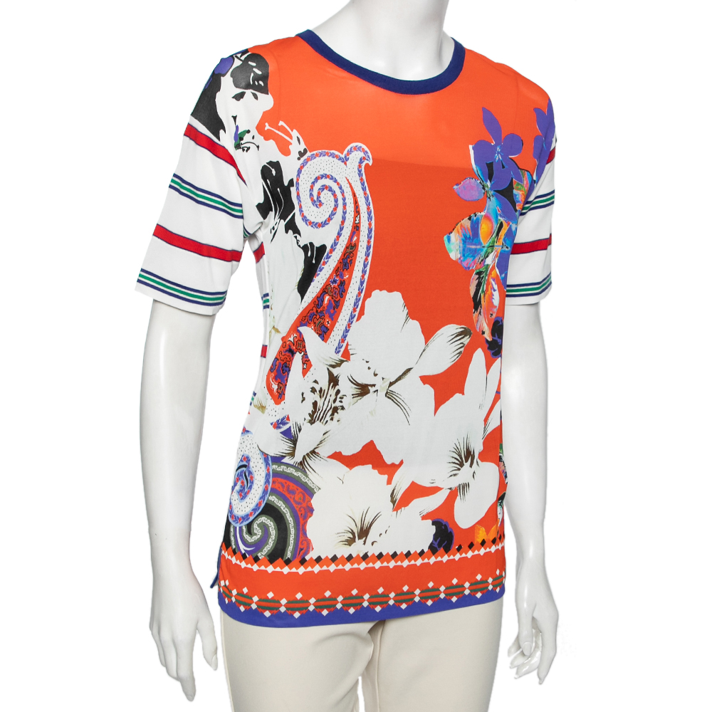 

Etro Multicolor Floral Printed Jersey Top