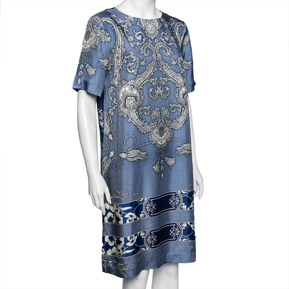 

Etro Blue Printed Silk Short Sleeve Dress