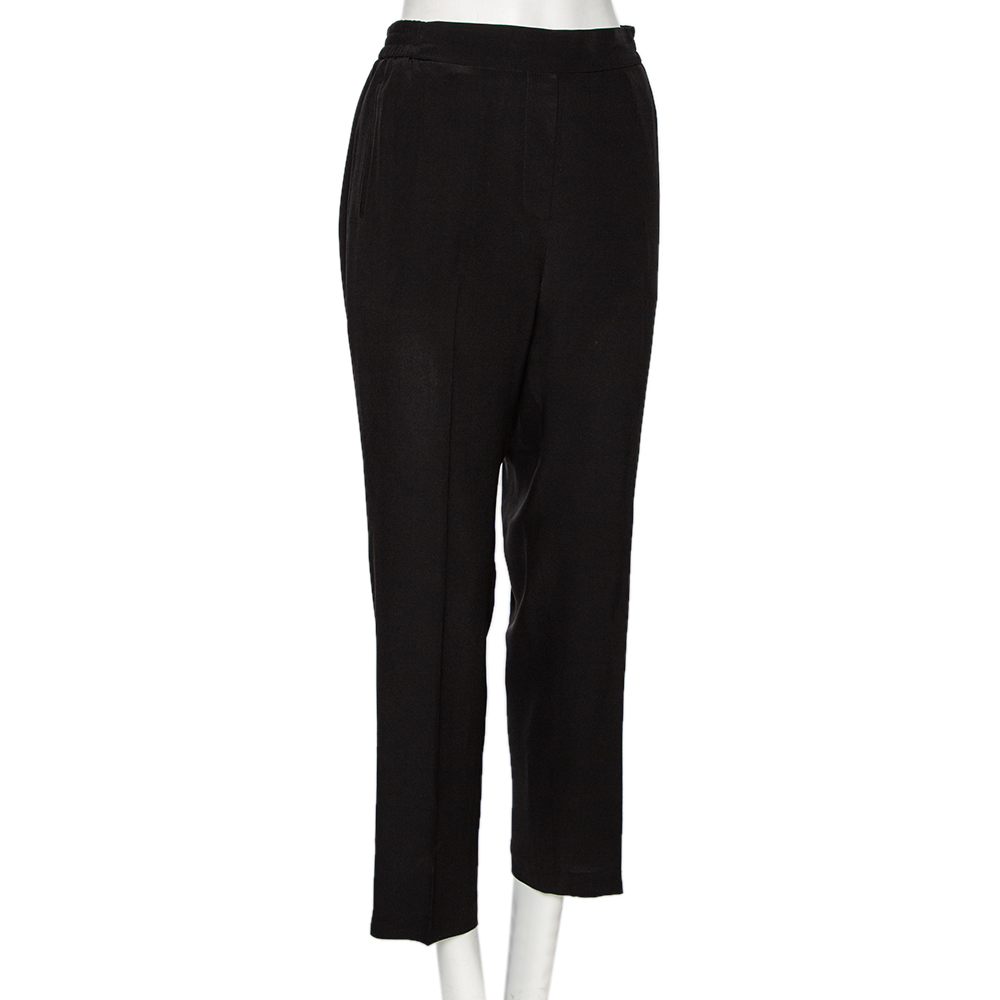 

Etro Black Silk Elastic Waist Pants