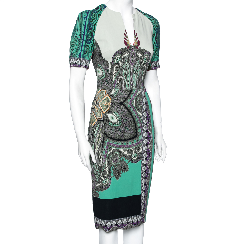 

Etro Multicolor Paisley Printed Stretch Crepe Sheath Dress