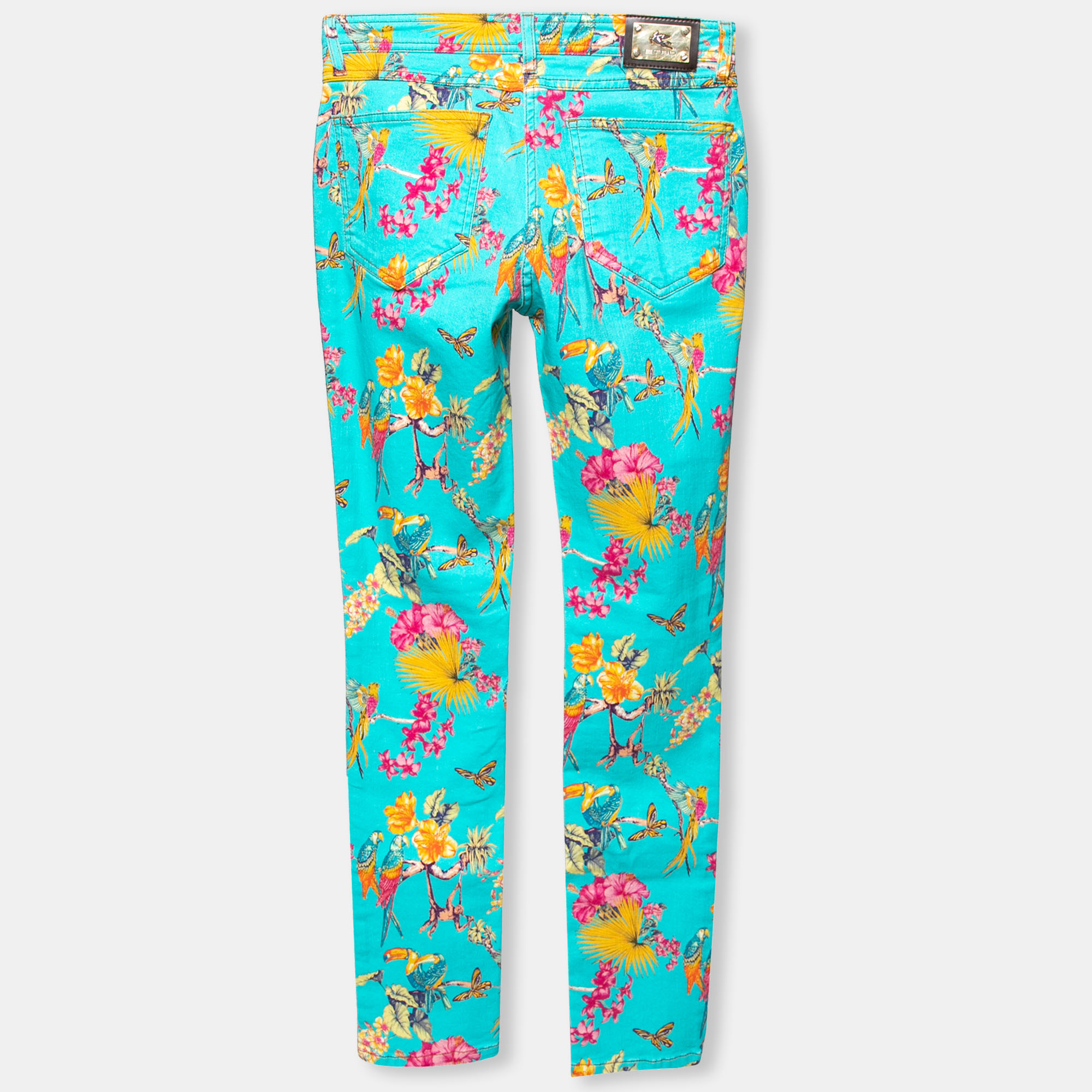 

Etro Blue Floral Printed Cotton Straight Fit Jeans