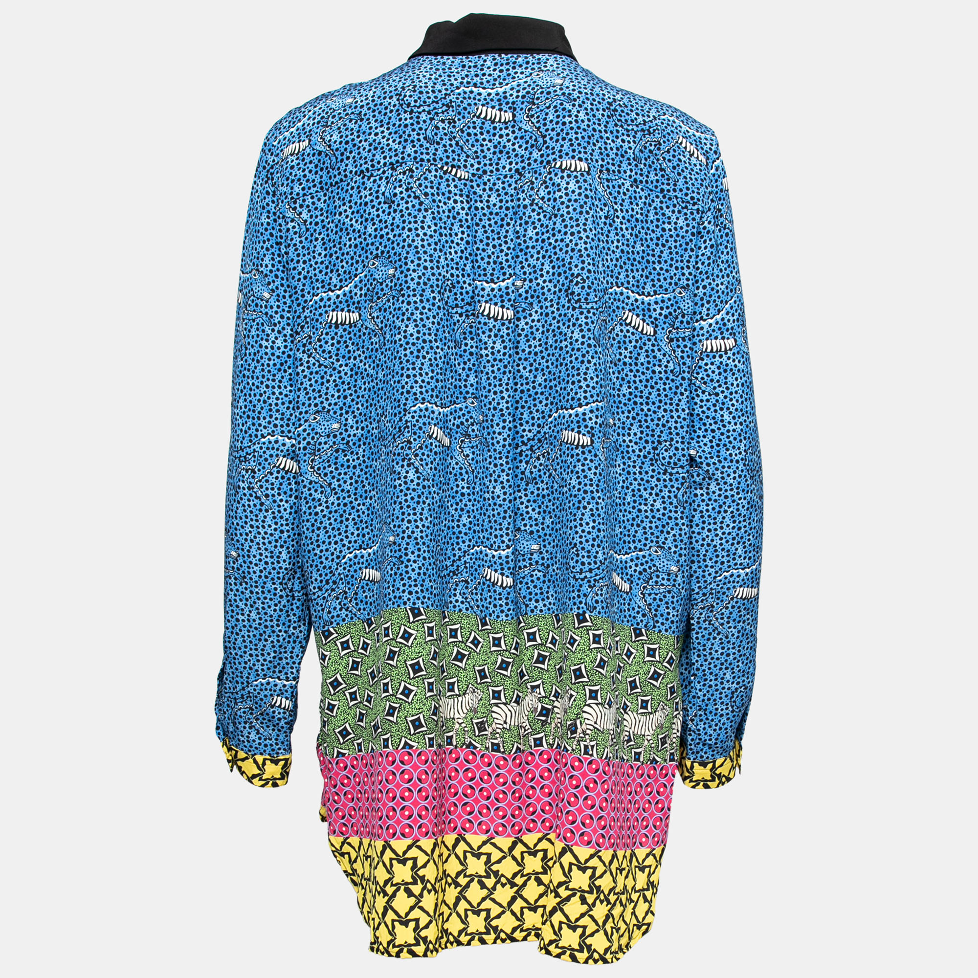 

Etro Blue Printed Silk Button Front Shirt