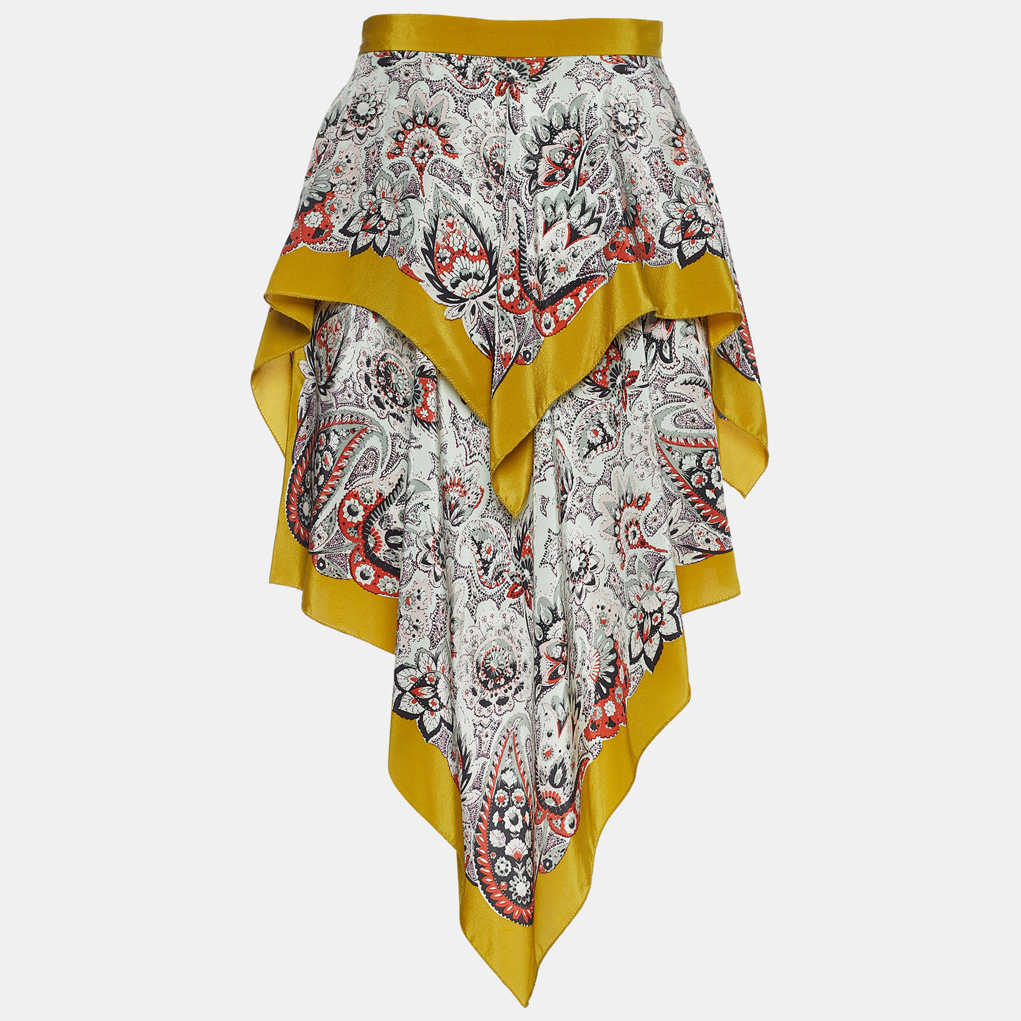 

Etro Multicolor Paisley Print Silk Handkerchief Tiered Skirt