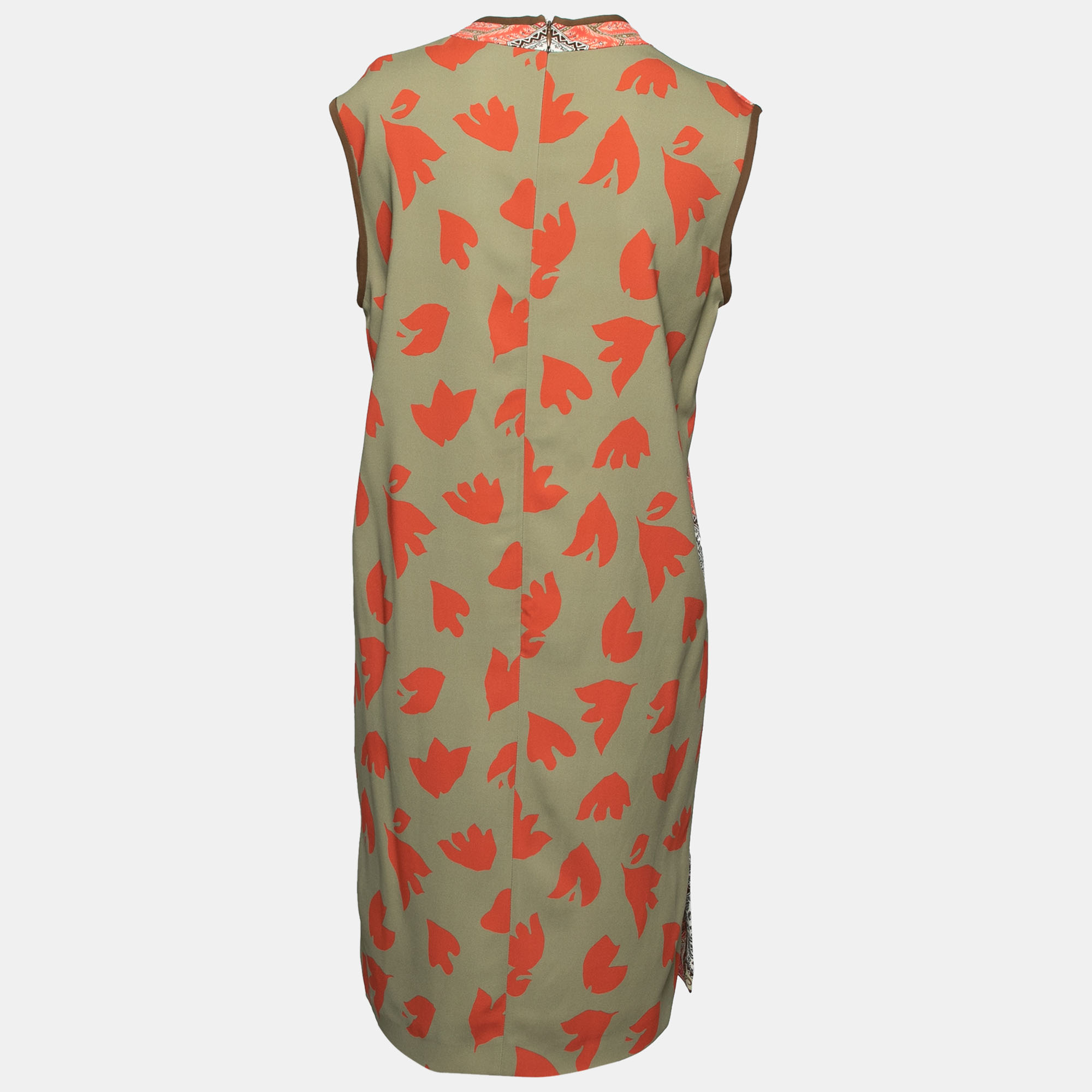 

Etro Orange Printed Jersey Sleeveless V-Neck Dress