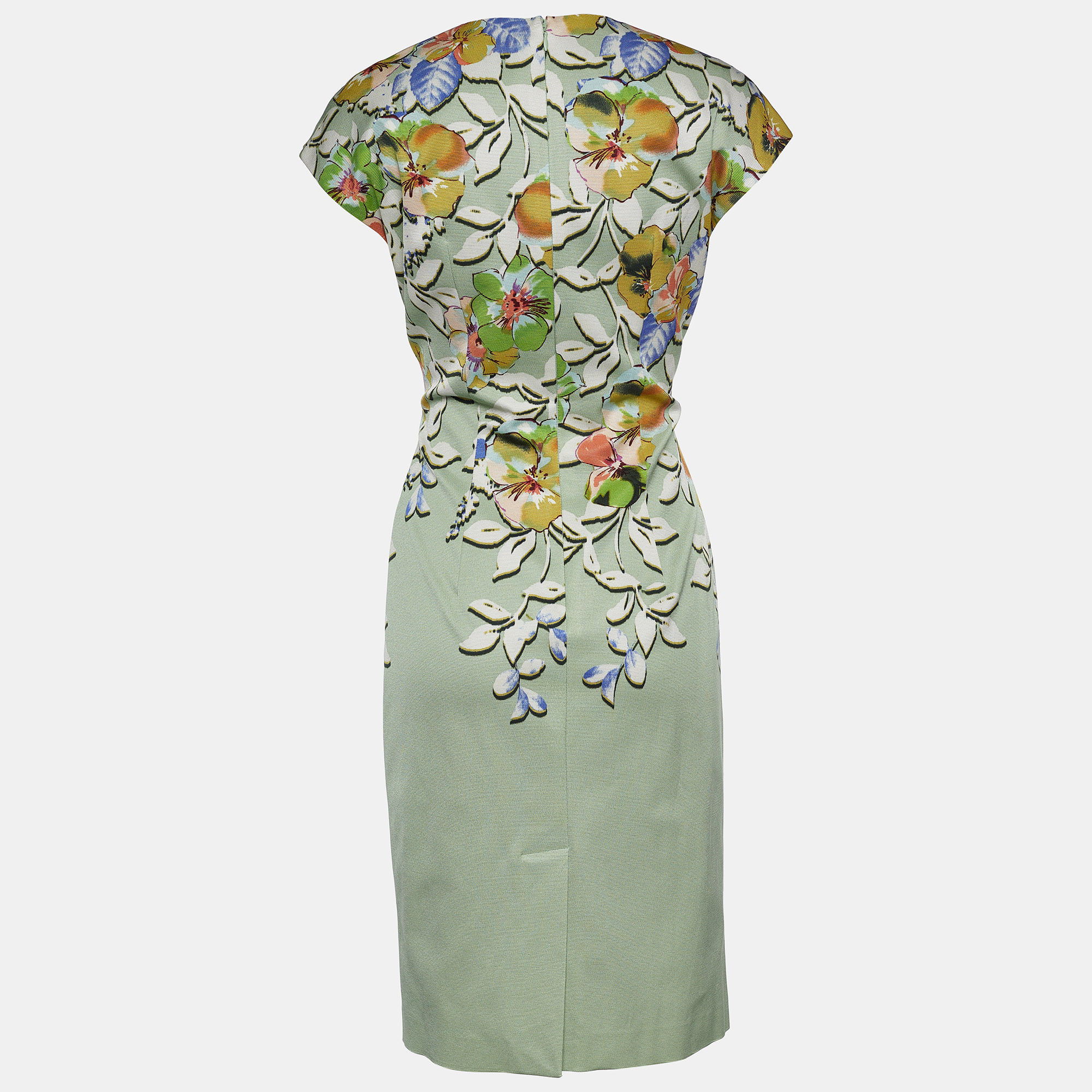 

Etro Green Stretch Knit Floral Print Sheath Dress