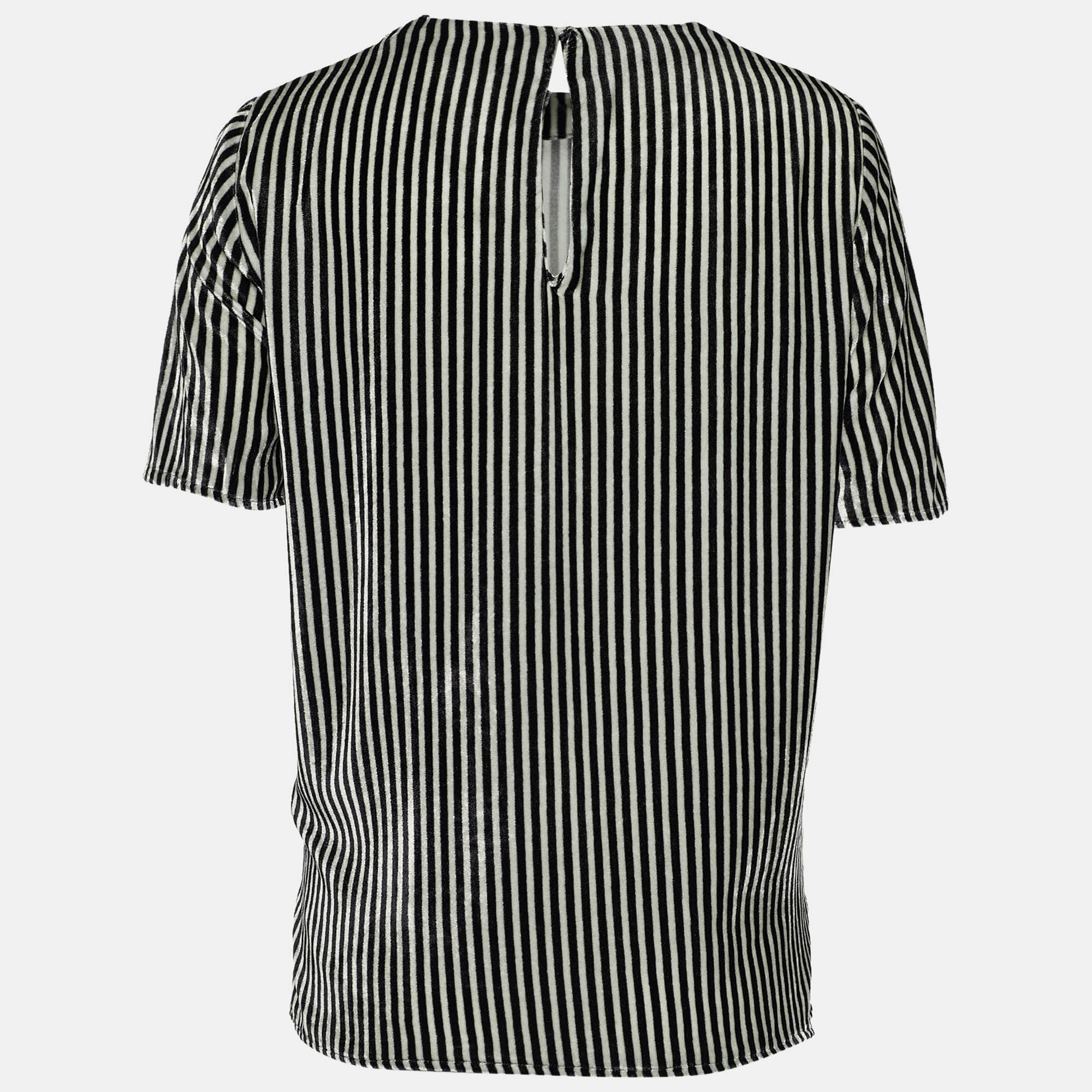 

Etro Monochrome Striped Velvet Blouse, Black