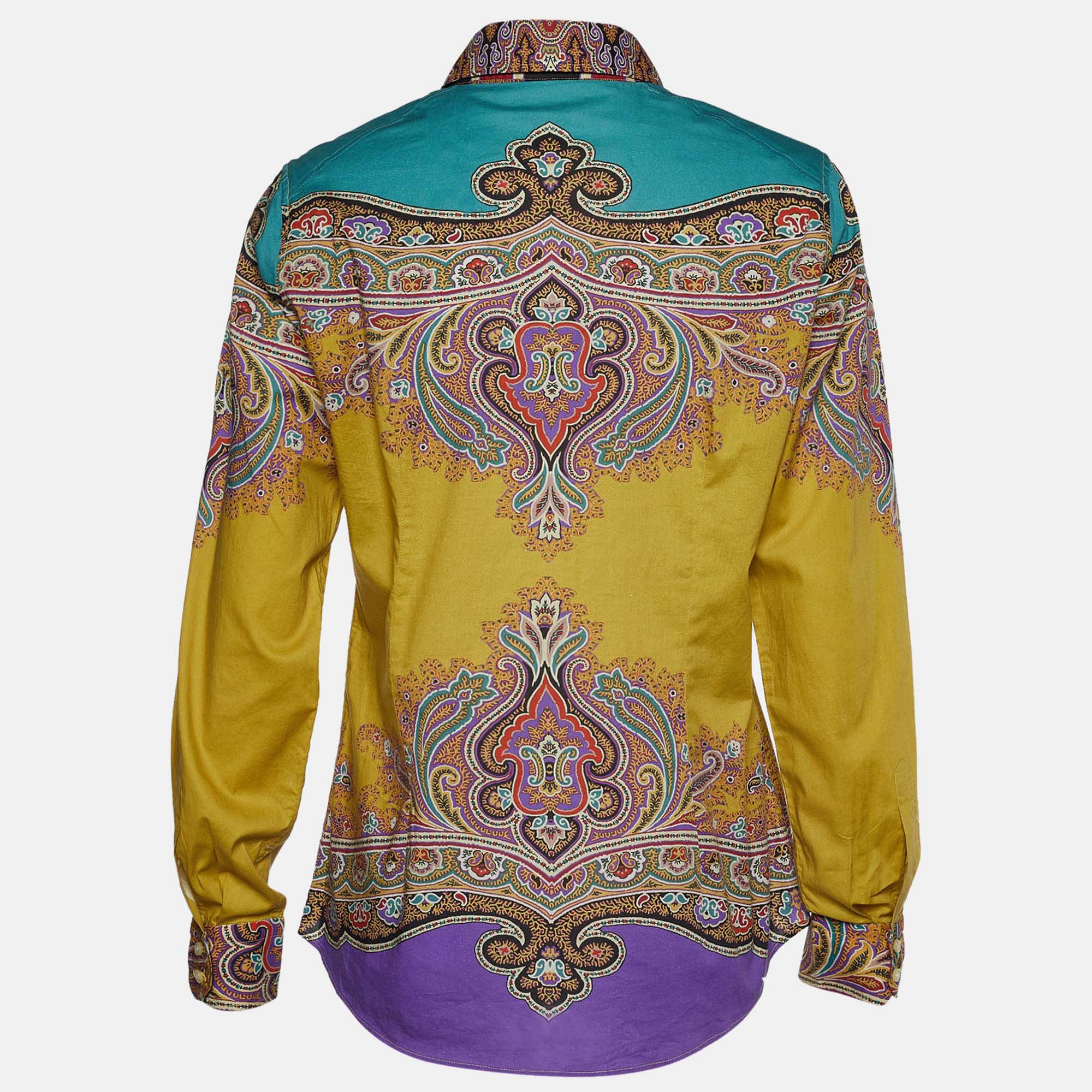

Etro Mustard Yellow Printed Cotton Long Sleeve Shirt