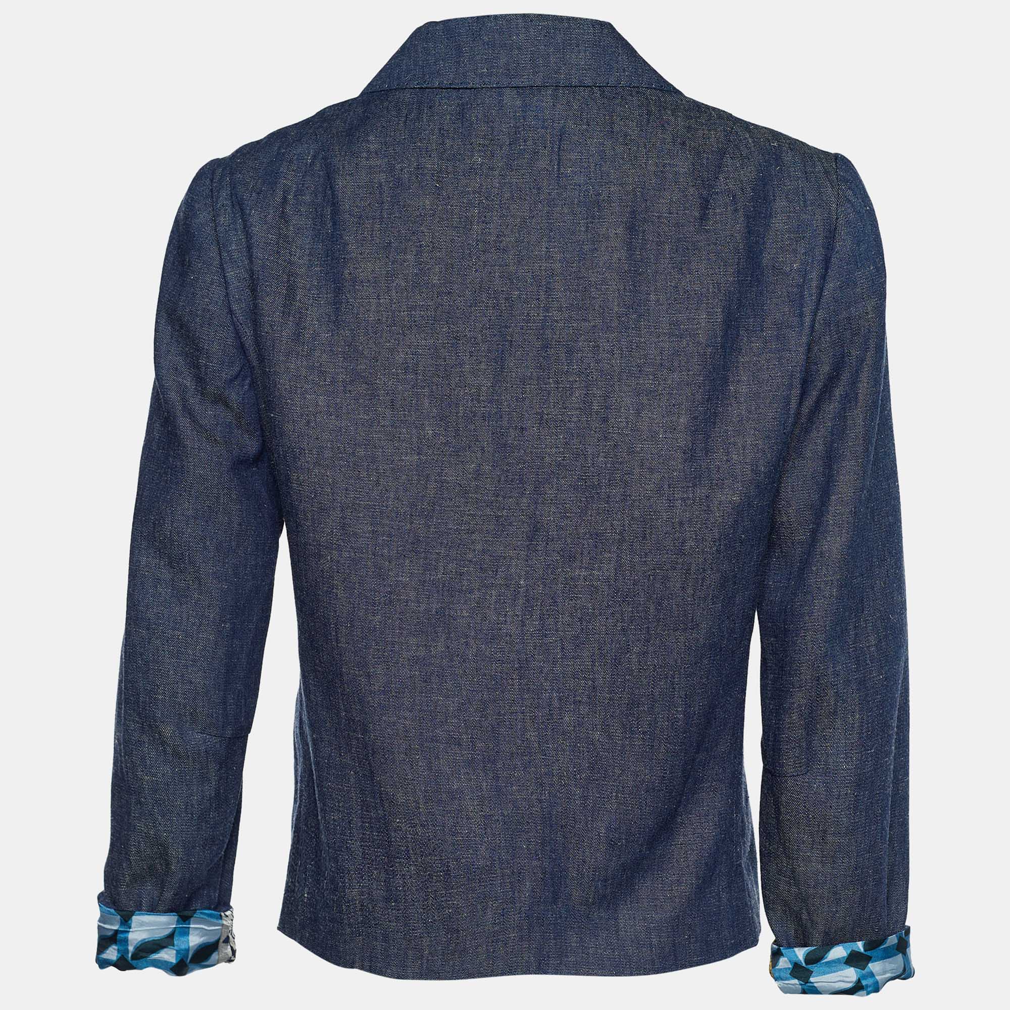 

Etro Blue Viscose Button Front Jacket